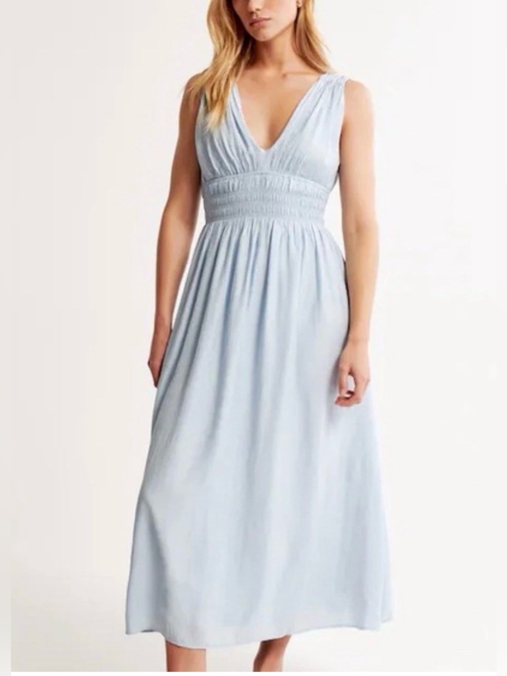 Abercrombie & Fitch Crinkle Textured Smocked Waist Maxi Dress
